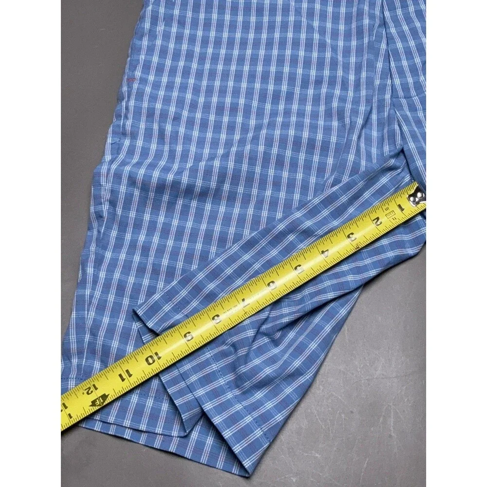 Tommy Bahama Blue Plaid Nylon Bermuda Chino Shorts 34
